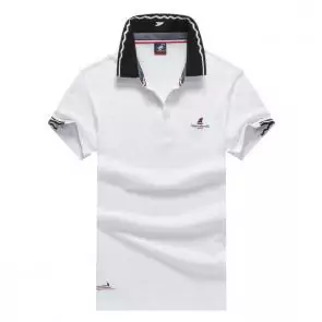 shark hommes t-shirt polo shirt summer lapel mercerized cotton white